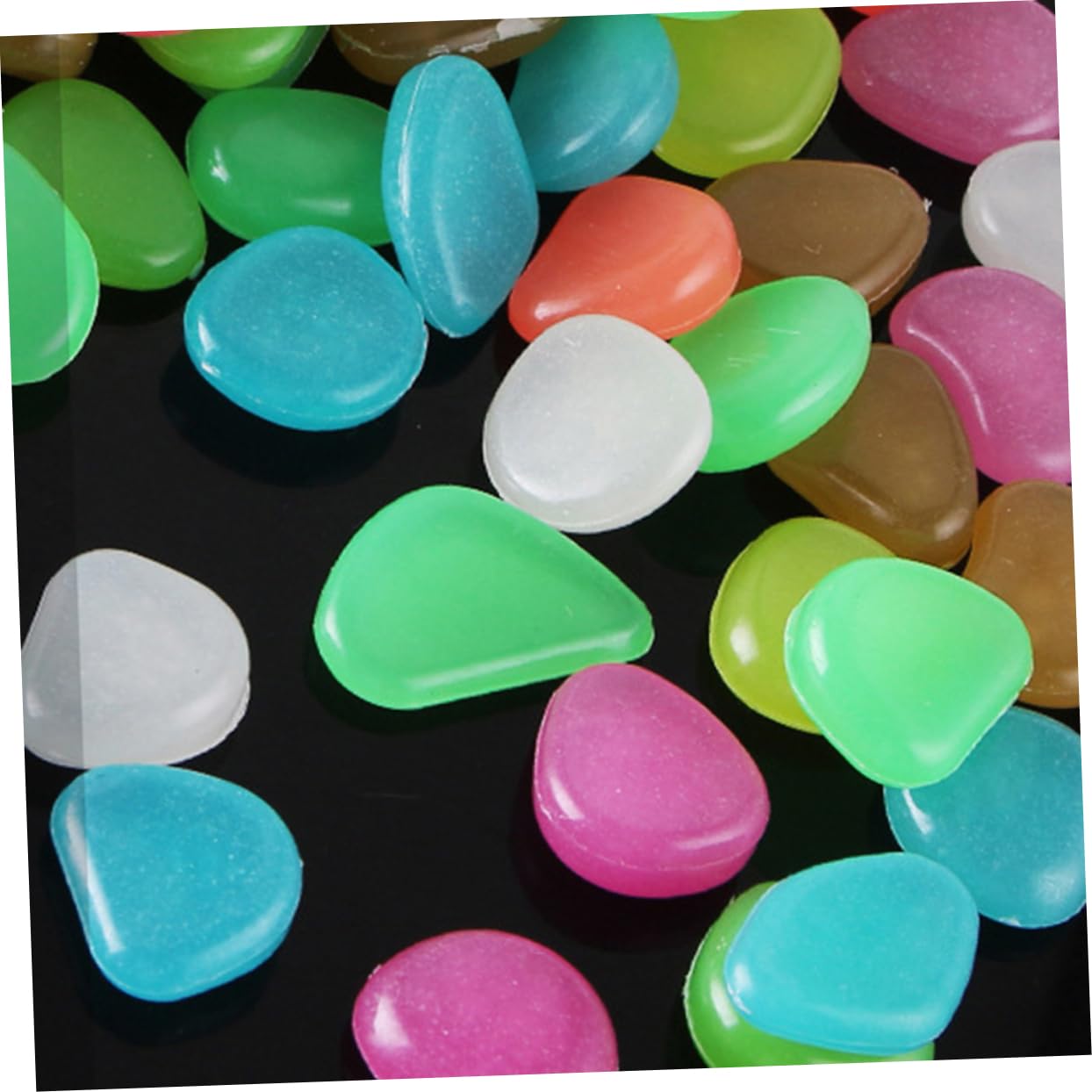 VANZACK Glow Rocks Decorations for Aquarium Fish Tank 50pcs Pebble Stones Night Light Pebbles for Garden Yard