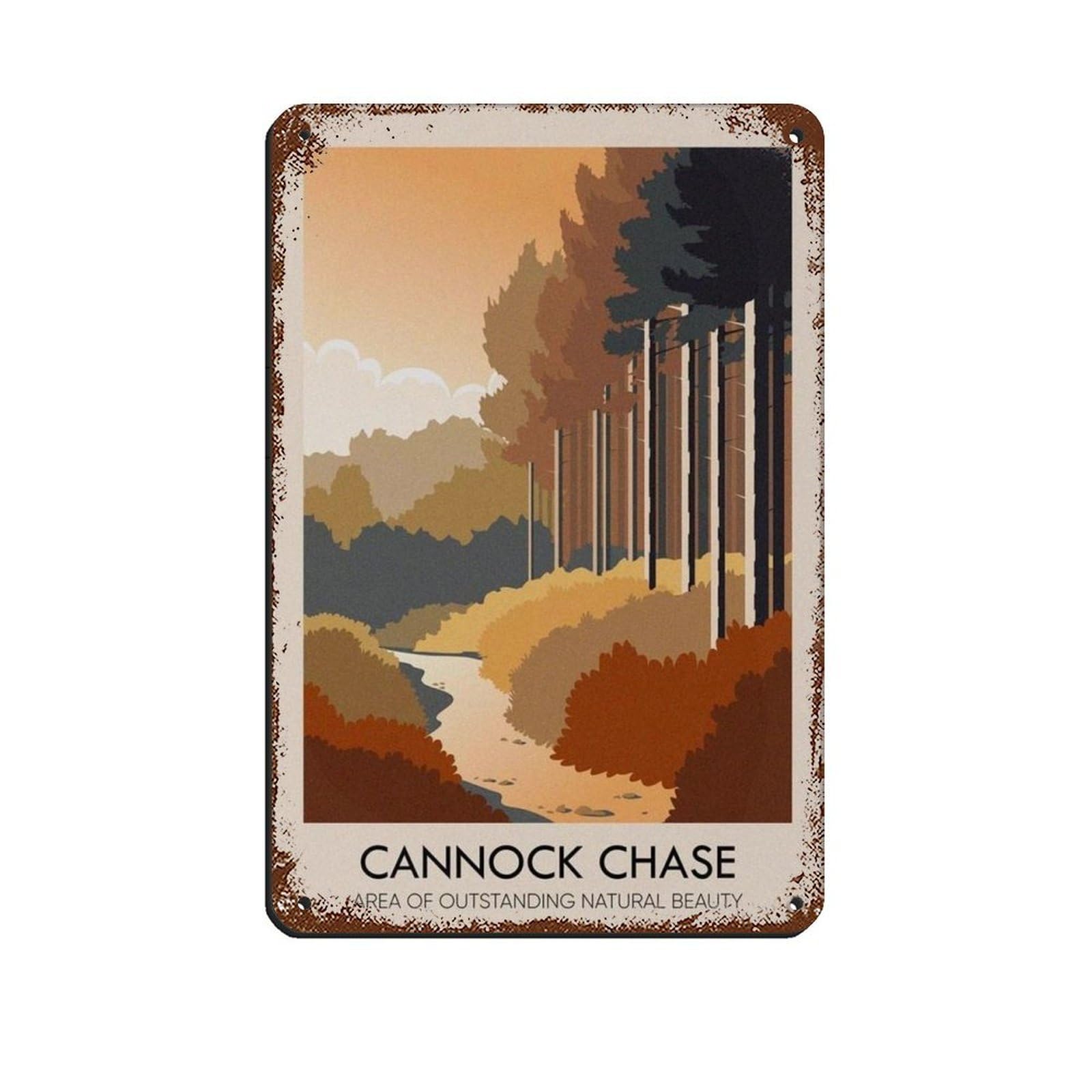 Lxwnze 20L X 30W Cm Cannock Chase Aonb Poster Retro Poster Metal Tin Sign Chic Art Retro Iron Painting Bar People Cave Cafe Family Garage Poster Wall Decoration 8X12inch(20X30cm)