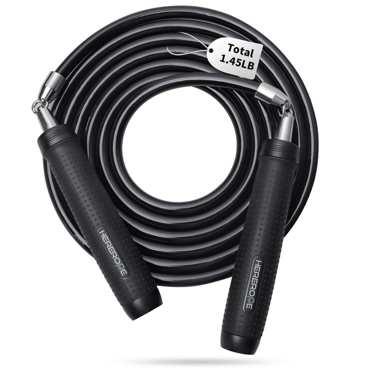 Hererope Ważona skakanka, linka stalowa 11 mm, metalowe uchwyty, regulowana długość, do treningu i fitnessu