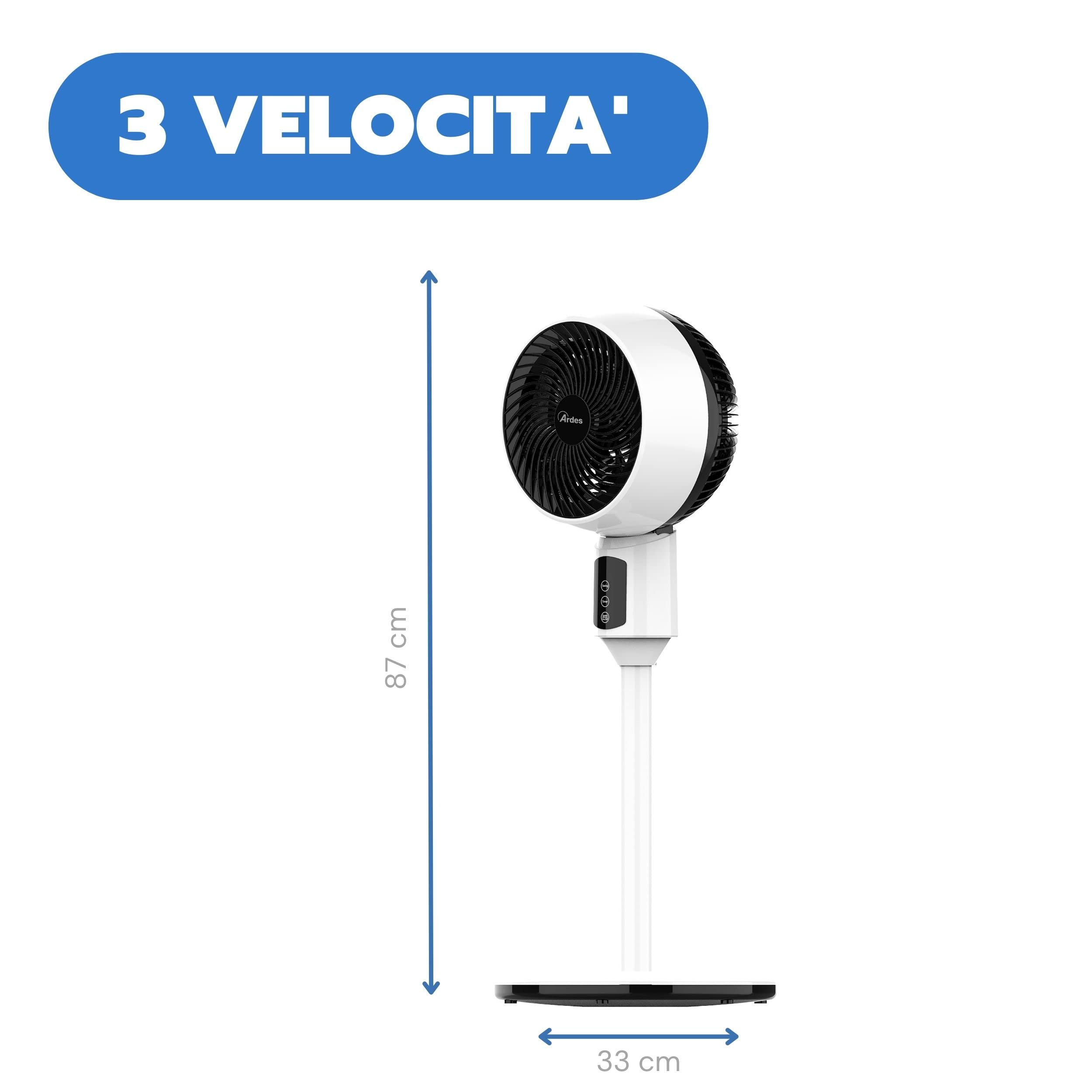 ARDES Ventilador de Pedestal Potente Silencioso 3 aspas 17cm Oscilatorio con Inclinación Regulable Circulador de Aire Ardes 3 Velocidades Modelo Cierzo AR5CIR01