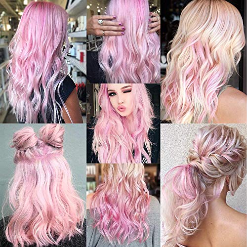 Sararhy Colored Hair Extensions Clip In Holiday Party Highlights 21 Inch Straight Synthetic Pink Hairpieces For Girls Women Girls Hair Accessories 16 Pcs (Light Pink) #TOP5