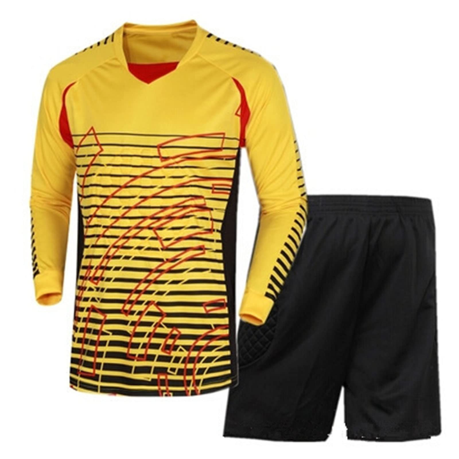 Gardien But Football Gardien de But Uniforme Kit Anti-Collision Chemises à Manches Longues Short Uniformes d'entraînement Costume de Sport de Gardien de But pour Adultes S0-3
