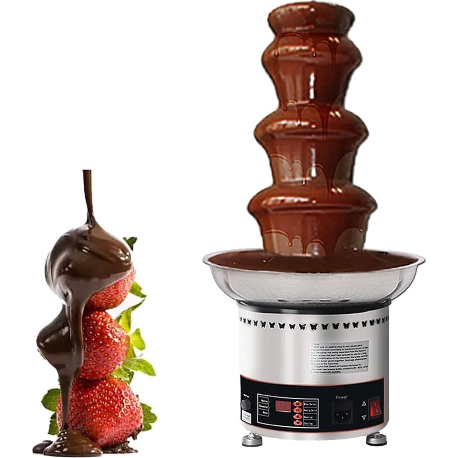 ASerZenith Sauce Heater For Cheese Commercial,Chocolate Fondue Fountain Machine, Large Capacity Chocolate Waterfall Hot Pot Machine,4