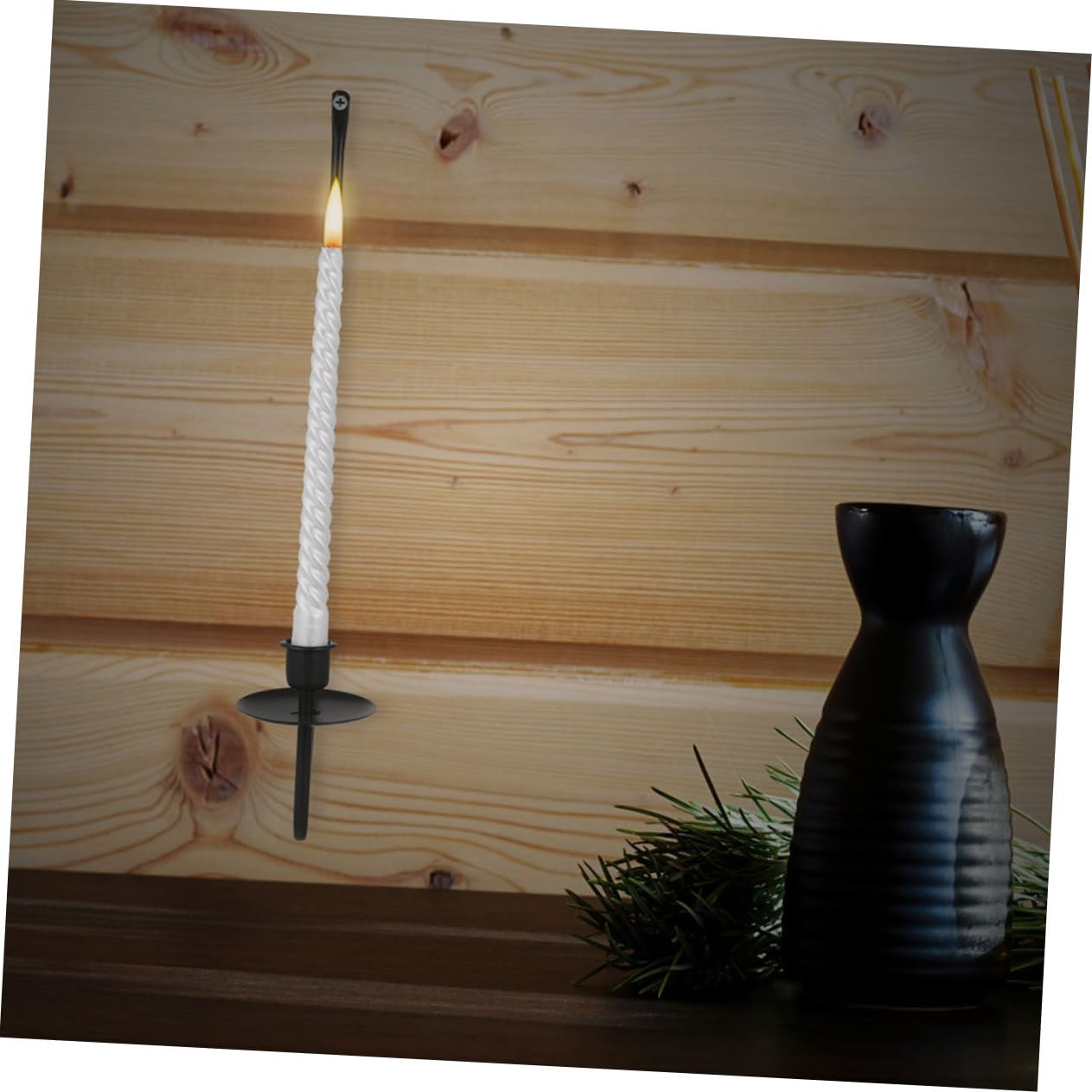 Hemobllo 4 Stück Teiliges Metall Wandkerzenhalter Modernes Design Wandmontage Kerzenständer Schwarz Langlebig Robust für Wohnzimmer Esszimmer Hochzeit Tischdeko