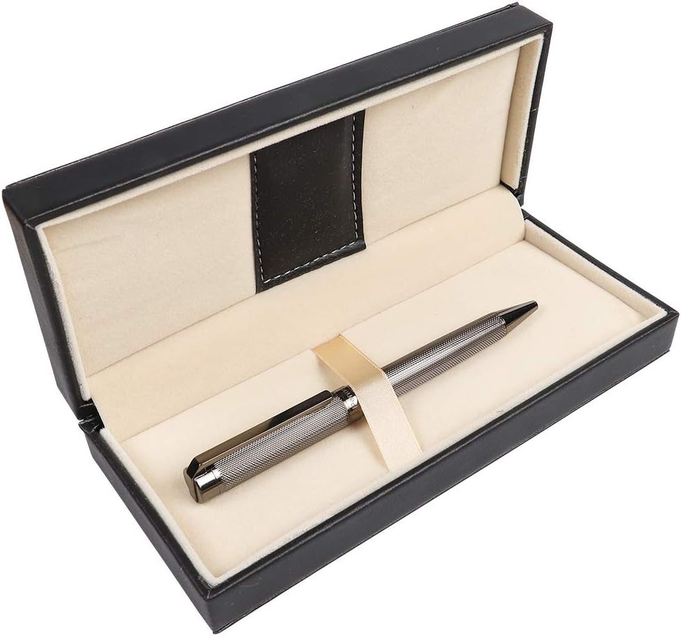 Ballpoint Pen for Men Women Executive Home Office Use, with Gift box Refillable 1.0mm Black Ink B8 (Fancy Deep Gray)