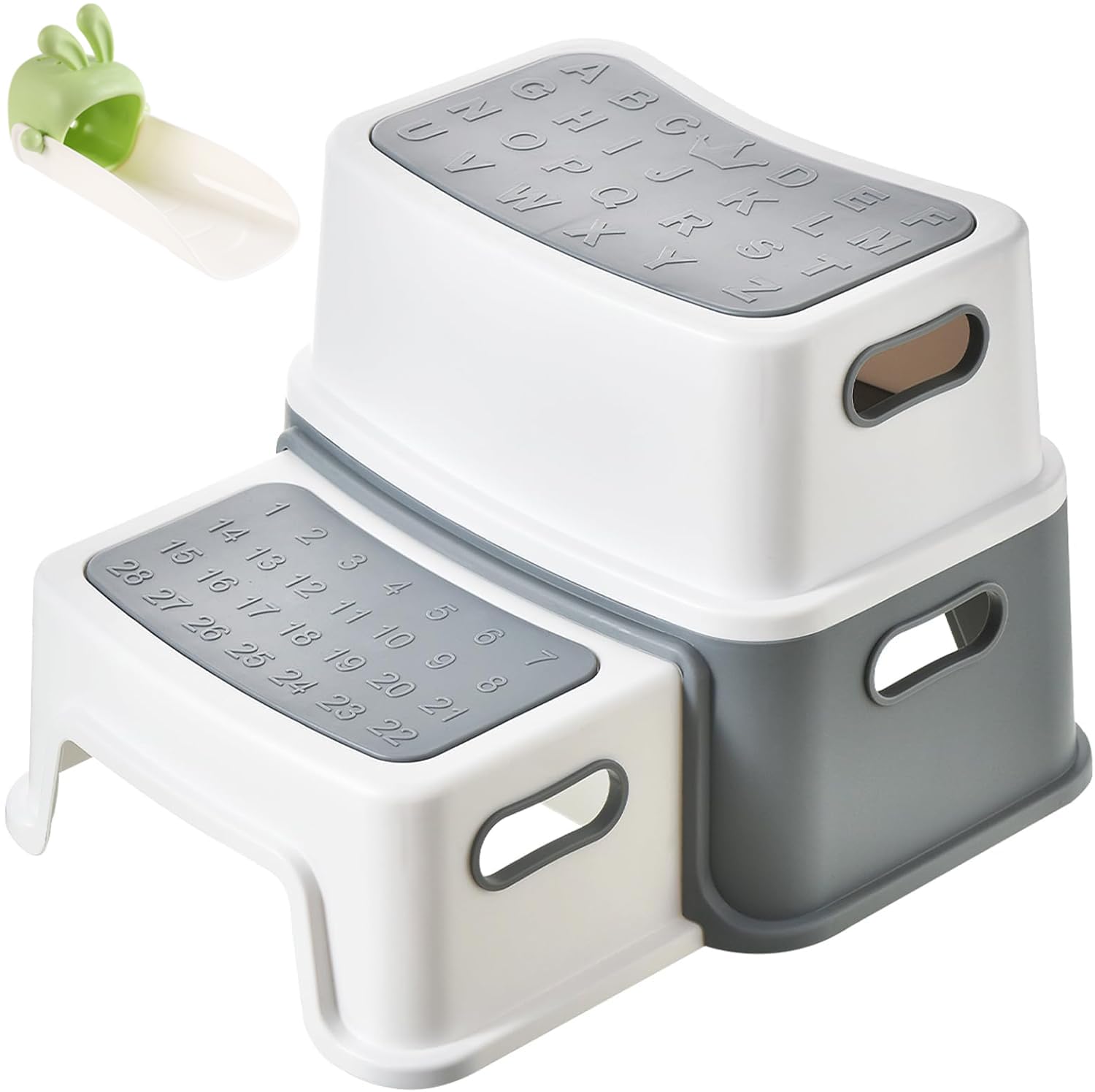 UCAMP Tritthocker für Kinder 2 Stufen - Robuster Hocker für Badezimmer, Waschbecken und Toilette - Anti-Rutsch, Sicherer Trittschemel für Kleinkinder