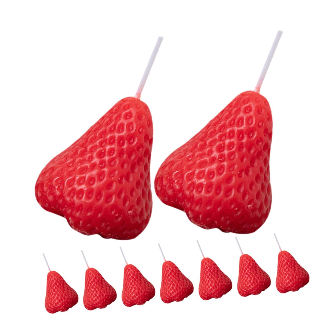 Candele Profumate Set 9 Pezzi Decorazione Adorabile a Forma di Fragola in Paraffina Luce Soffusa per Atmosfera Calda e Accogliente per Festa e Casa