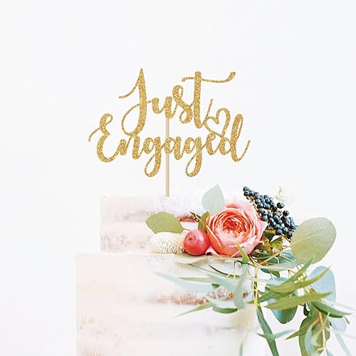 Miniatura 2 de Decoración de pastel Just Engaged para decoraciones de fiesta de compromiso, decoración de tartas con texto en inglés "We Engaged", decoración de