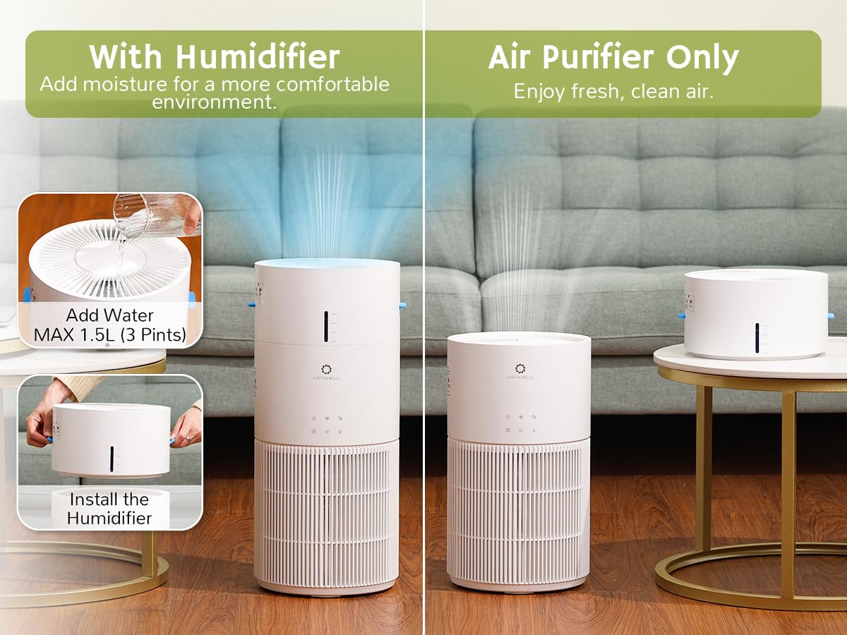 Airthereal Wymienny zestaw filtrów do oczyszczacza powietrza AEH300 2 w 1 z nawilżaczem, zawiera 1 opakowanie filtra powietrza HEPA i 2-pak filtrów nawilżacza, zapewnia czyste powietrze i optymalne
