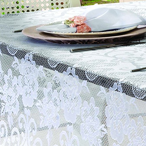 Toalha de Renda, Lepper, 100% Poliéster, Branco, 1.55 mx2.50 m, Rosas