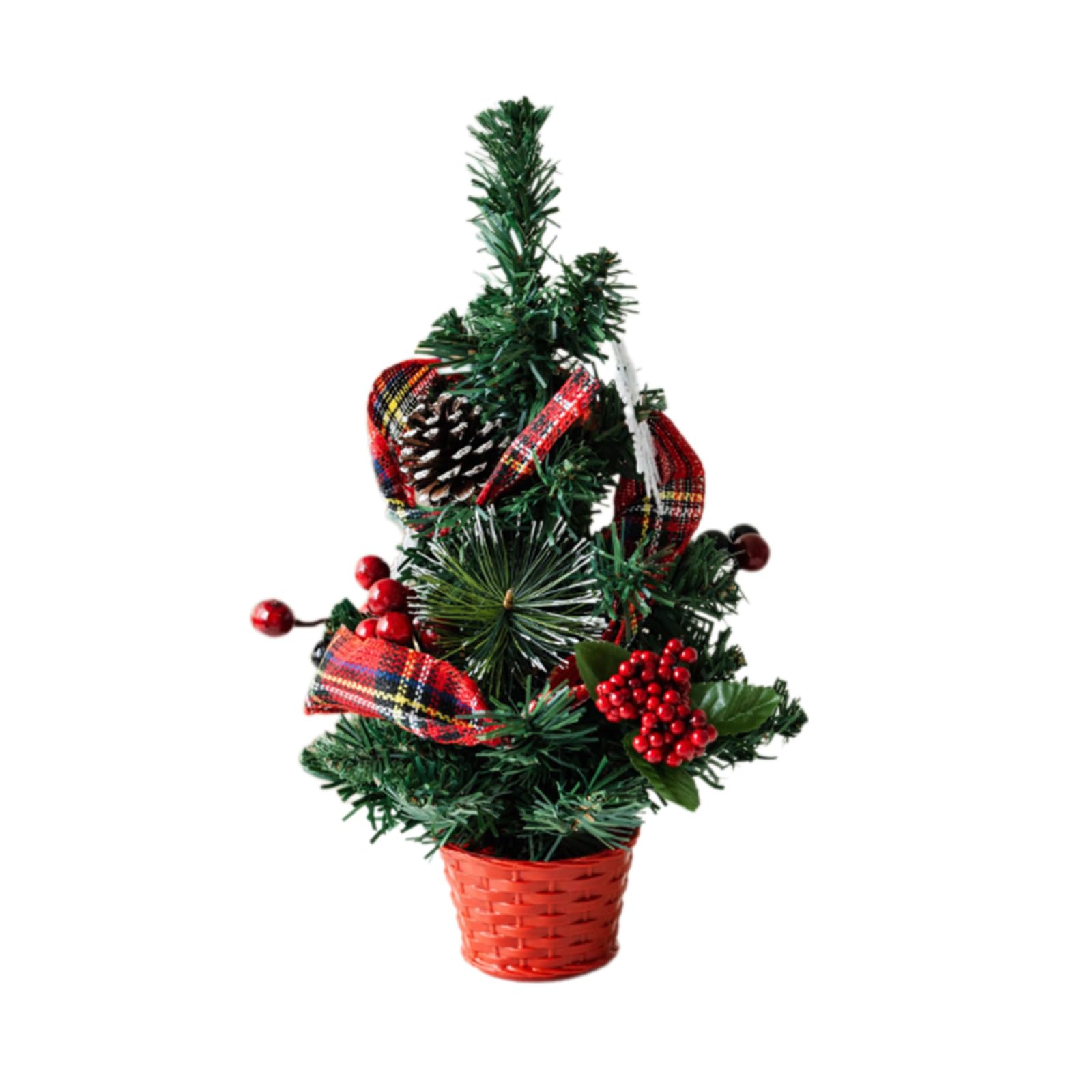 Kalttoy 30Cm Red Seasonal Christmas Tree Ornament Festival Miniature Christmas Tree Wreath Ornament Delicate Desk Shelf Decoration Miniature For Festival