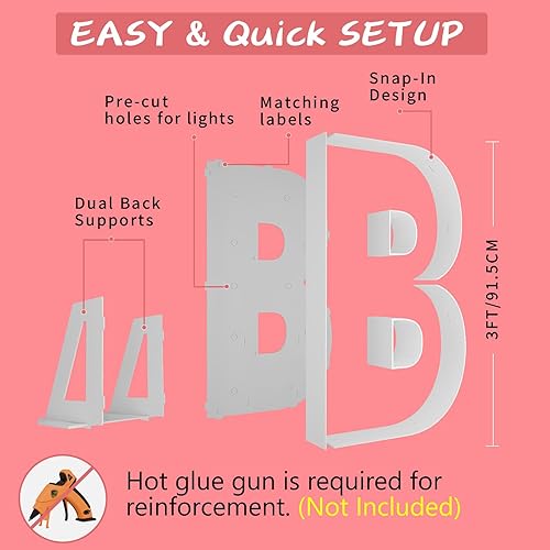 Vista 20 de Marco de números iluminados de 4 pies precortado, números de marquesina gigante, números 7, números de mosaico para globos, decoraciones de Número