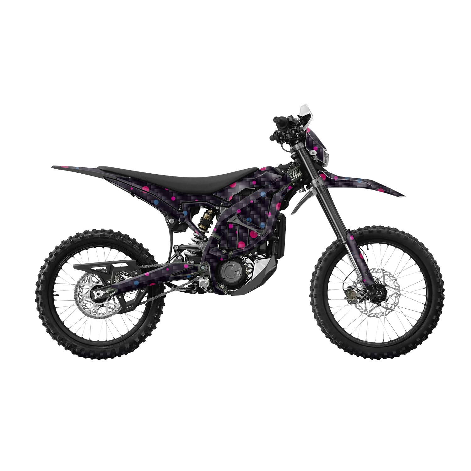 Carbon Fiber Surron Ultra Bee Graphics Kit Wrap - Magenta Dots - Sur-Ron Skin - Premium 3M Vinyl Protective Wrap Decal Cover - Easy to Apply | Crafted in The USA by MightySkins