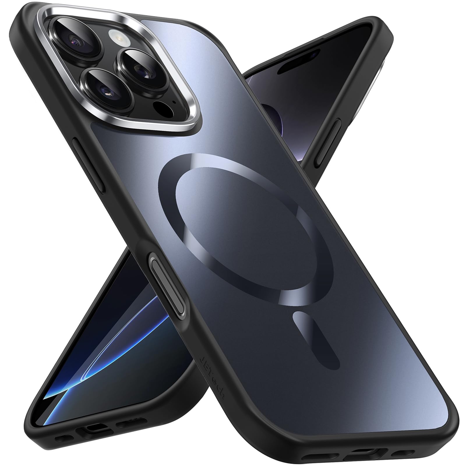 JETech Magnetic Case for iPhone 16 Pro Max 6.9-Inch Compatible with MagSafe, Luxury Metallic Luster Matte Back Slim Shockproof Electroplated Phone Cover (Black)