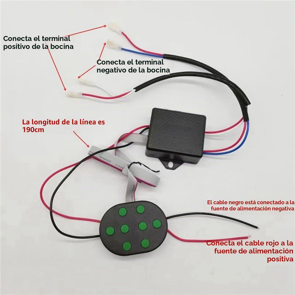 Bocina de Aire Musical Eléctrica de 12 V y 8 Tonos, para Vehículos, Motocicletas y Coches, con 8 Sonidos y Botón de Control Universal.