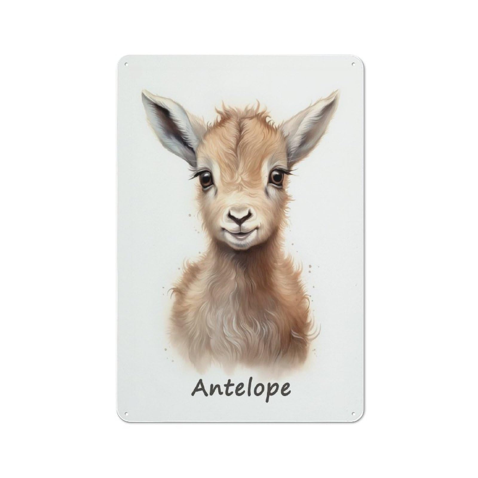 Junmoney Antelope Baby Decorative Metal Plaque With Design 30X20cm, Vintage Porch Wall Decor For Shed, Garden Room, Porch Or Garage