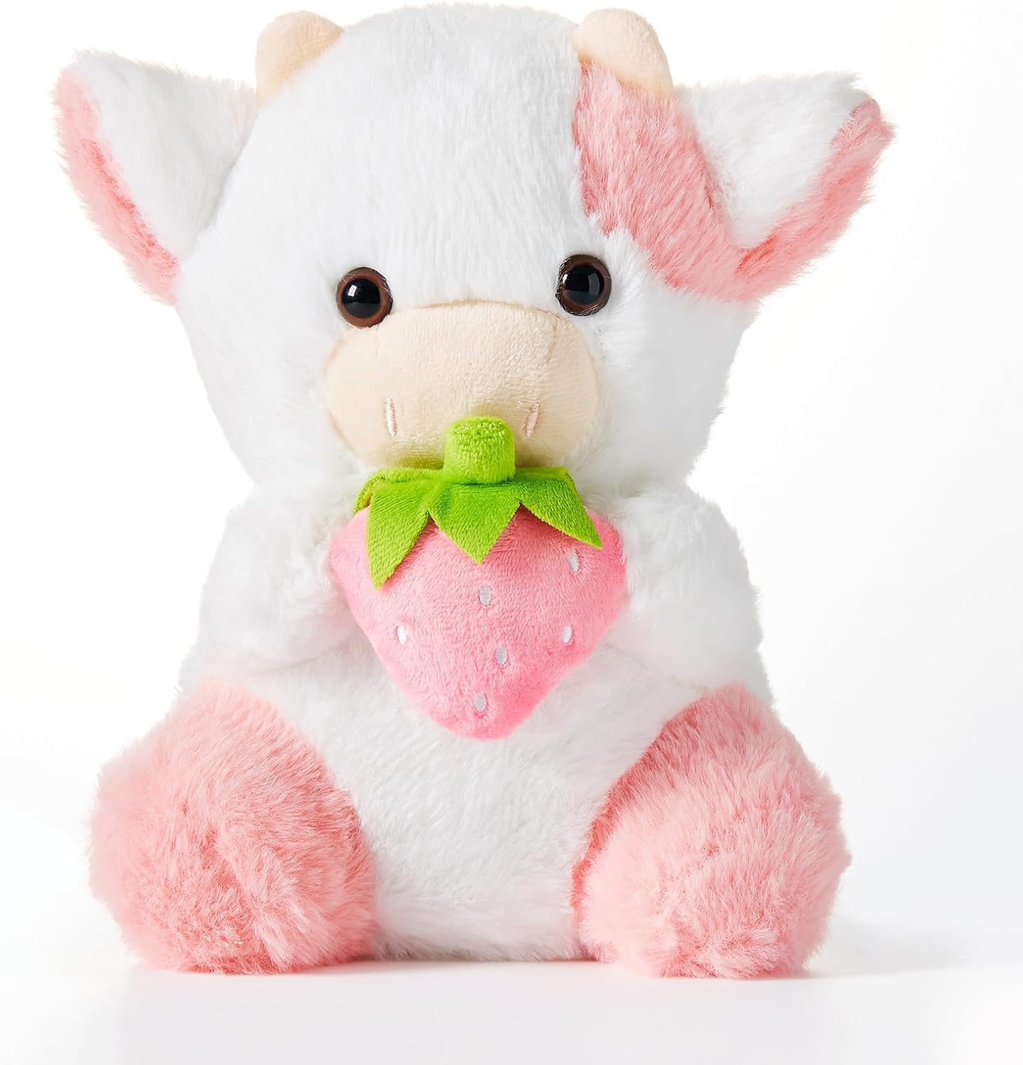 AzoneeAdorable Plush Cow Toy, Strawberry Floppy Dairy Cattle Soft Stuffed Animal Cute Figure Plushies Birthday Gifts Suitable for Birthday Gifts and Fans to Collect Plush, 20cm