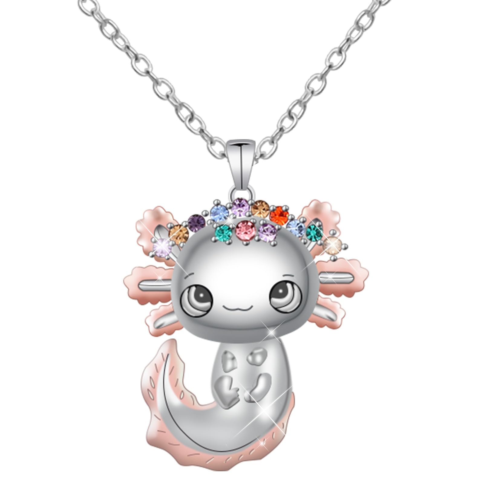 Aleación Collar de Ajolote de Cristal - Moderno Colgante Salamandra, Regalo Ideal para Niños y Niñas, Perfecto para Cumpleaños, Navidad y Graduación