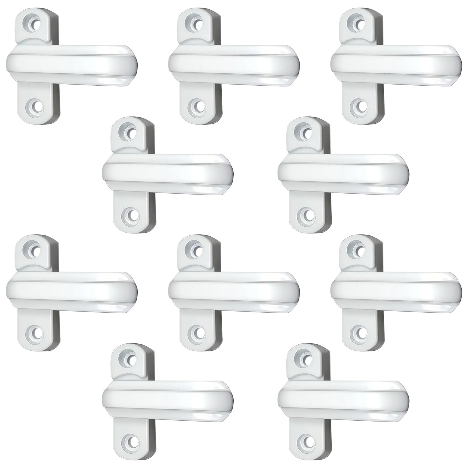 Lot de 10 verrous de fenêtre en PVC en forme de T, alliage d’aluminium blanc pour fenêtres UPVC, avec clés et vis, protection contre l’accès non autorisé pour fenêtres et portes de la maison