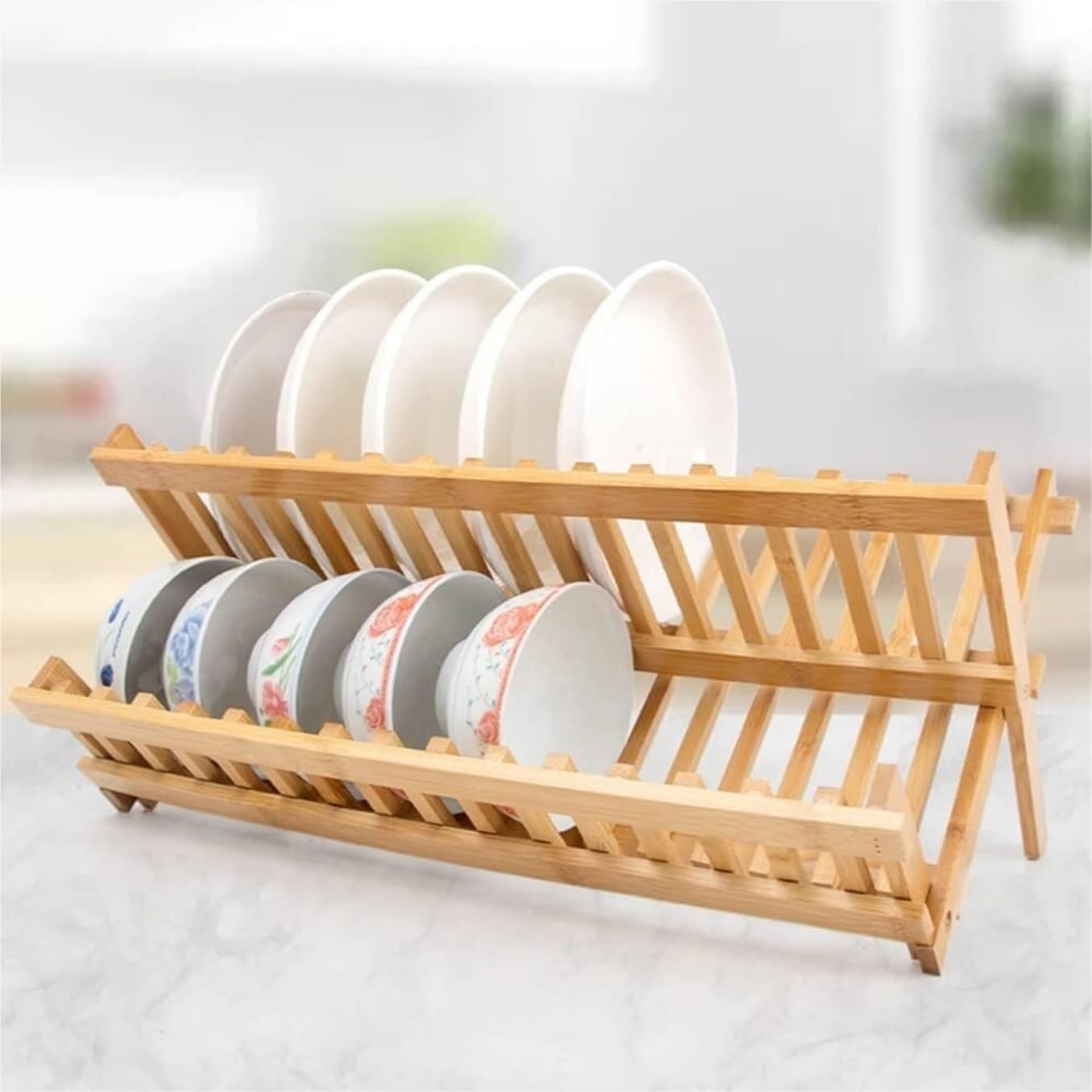 Colapiatti Scolapiatti in bambù per Asciugatura Scolapiatti Scolapiatti da Cucina Mensola da Tavolo Porta Coperchio Scolapiatti (Color : Natural, Size : 47 * 21.5 * 21.5)