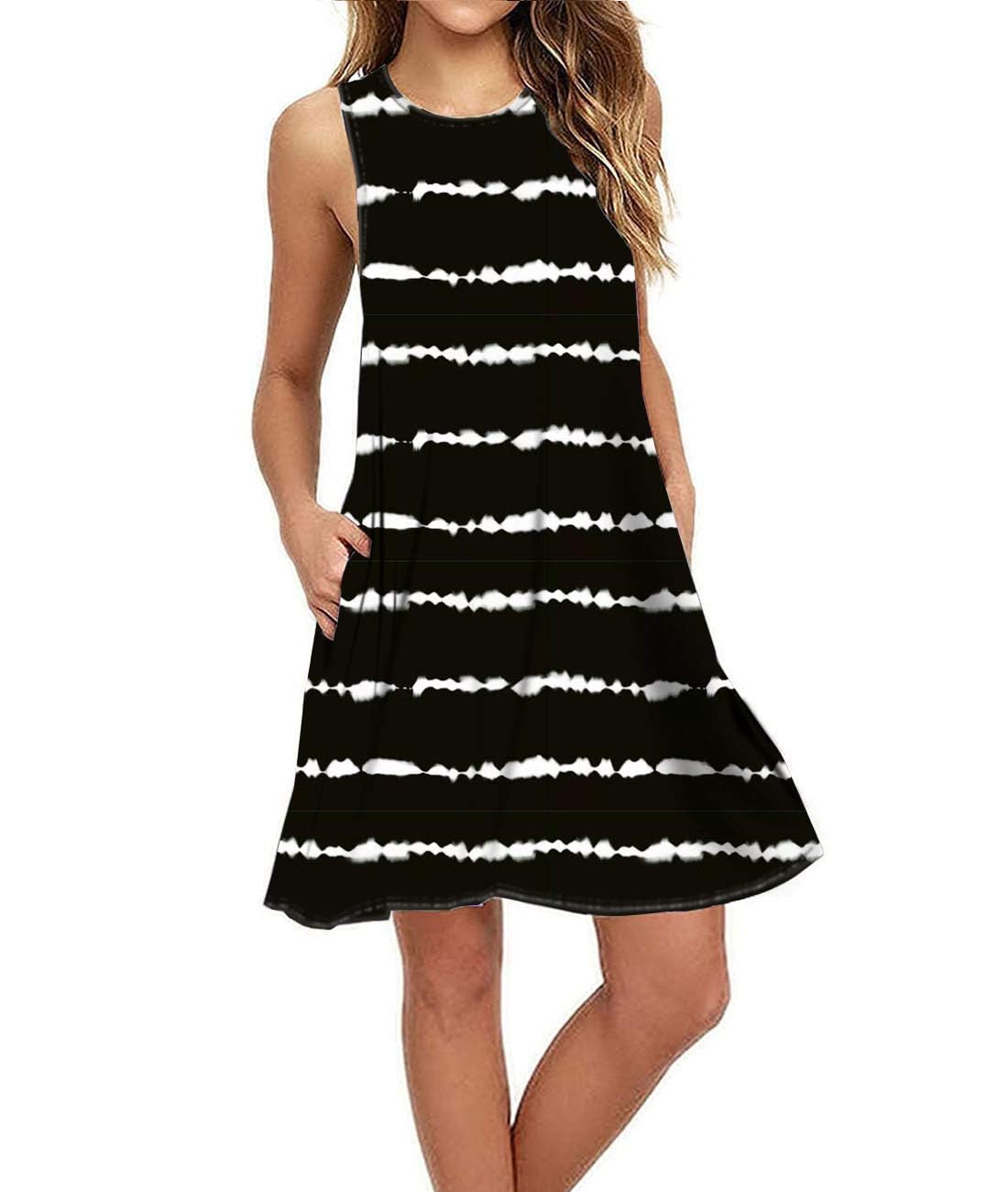 Summer Dresses for Women Casual Sleeveless Swing Sundress with Pockets