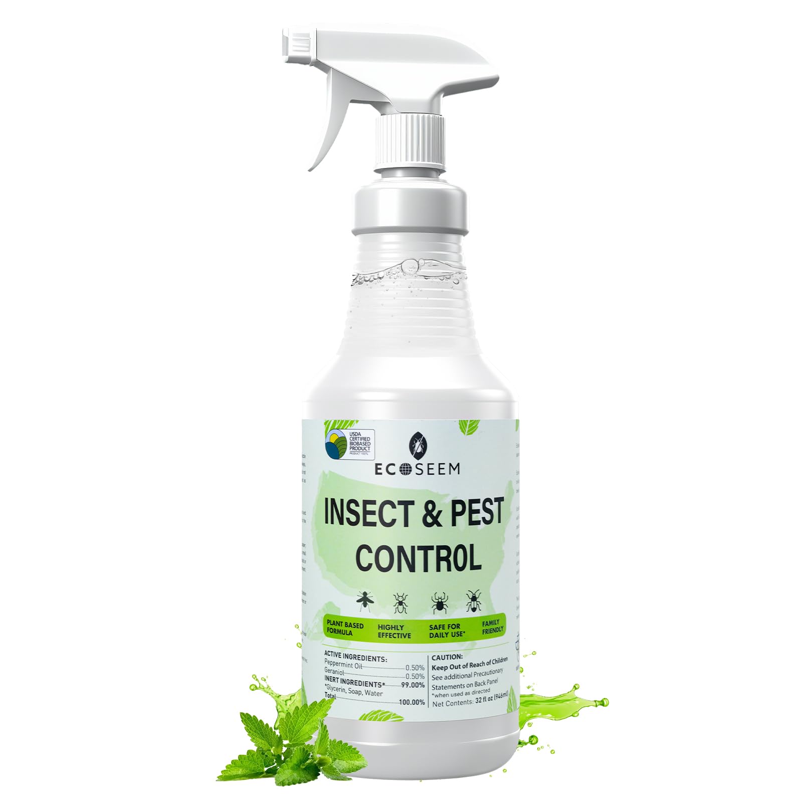 Natural Insect &amp; Pest Control Spray, 30 Oz Plant-Based Formula with Peppermint Oil