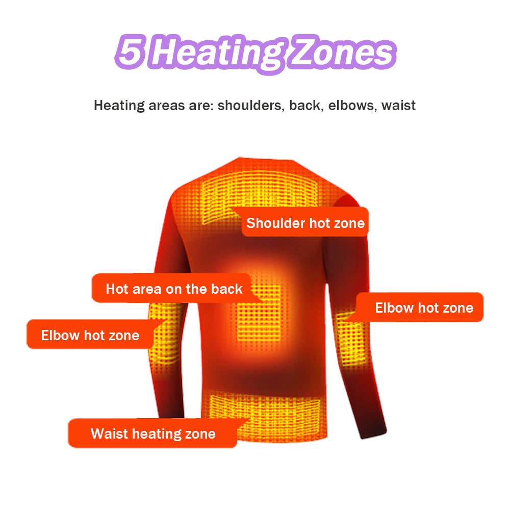 Camiseta de Ropa Interior térmica para Mujer, Camiseta de Manga Larga con calefacción USB eléctrica App para Deportes en Interiores y Exteriores (púrpura M) (púrpura S)