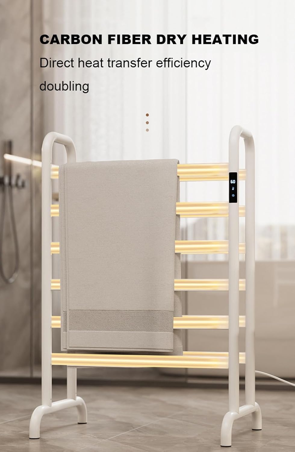 Electric Towel Warmer Rack Freestanding Double-Row Aluminum Heater with LED Display & Timer Overheat Protection Luxury Heated Towel Rail for Spa & Home Use