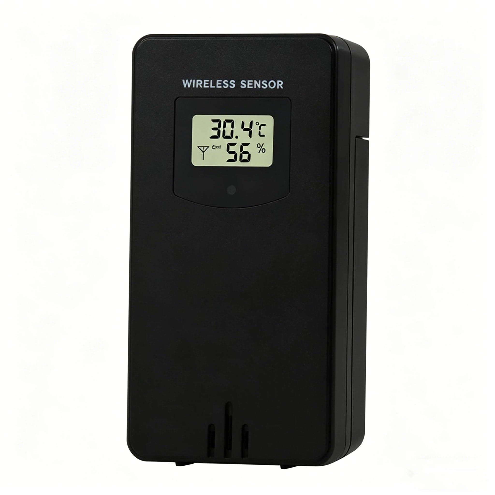 Wireless Outdoor Remote Sensor, Digital Temperature & Humidity Monitor with LCD Display, Spare Sensor for Weather Stations (black)
