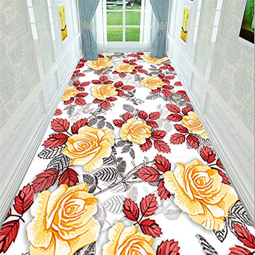 Tapis de passage d'allée 3D plante de fleur résistant à l'usure
