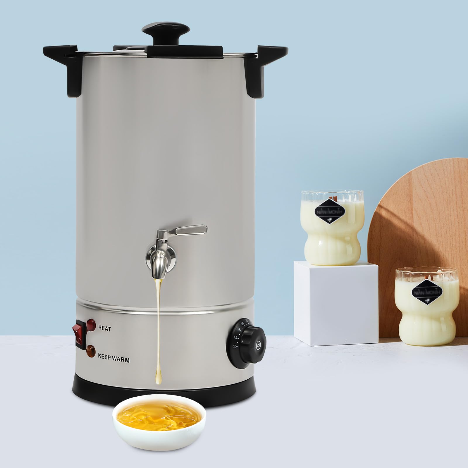 Quenoxo Elektryczny topiący wosk 10,5 l, stal nierdzewna 304, z regulacją temperatury, duża pojemność, do hobby i komercyjnej produkcji świec zapachowych