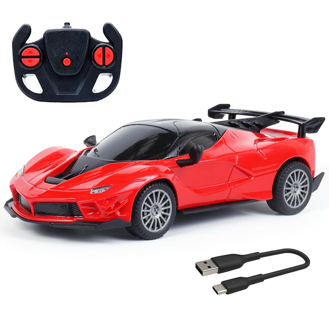 Wembley Fer-rari RC Car High Speed Remote Control Car for Kids Rechargeable 1:24 Scale Mini Racing Remote Car BIS Approved - Red
