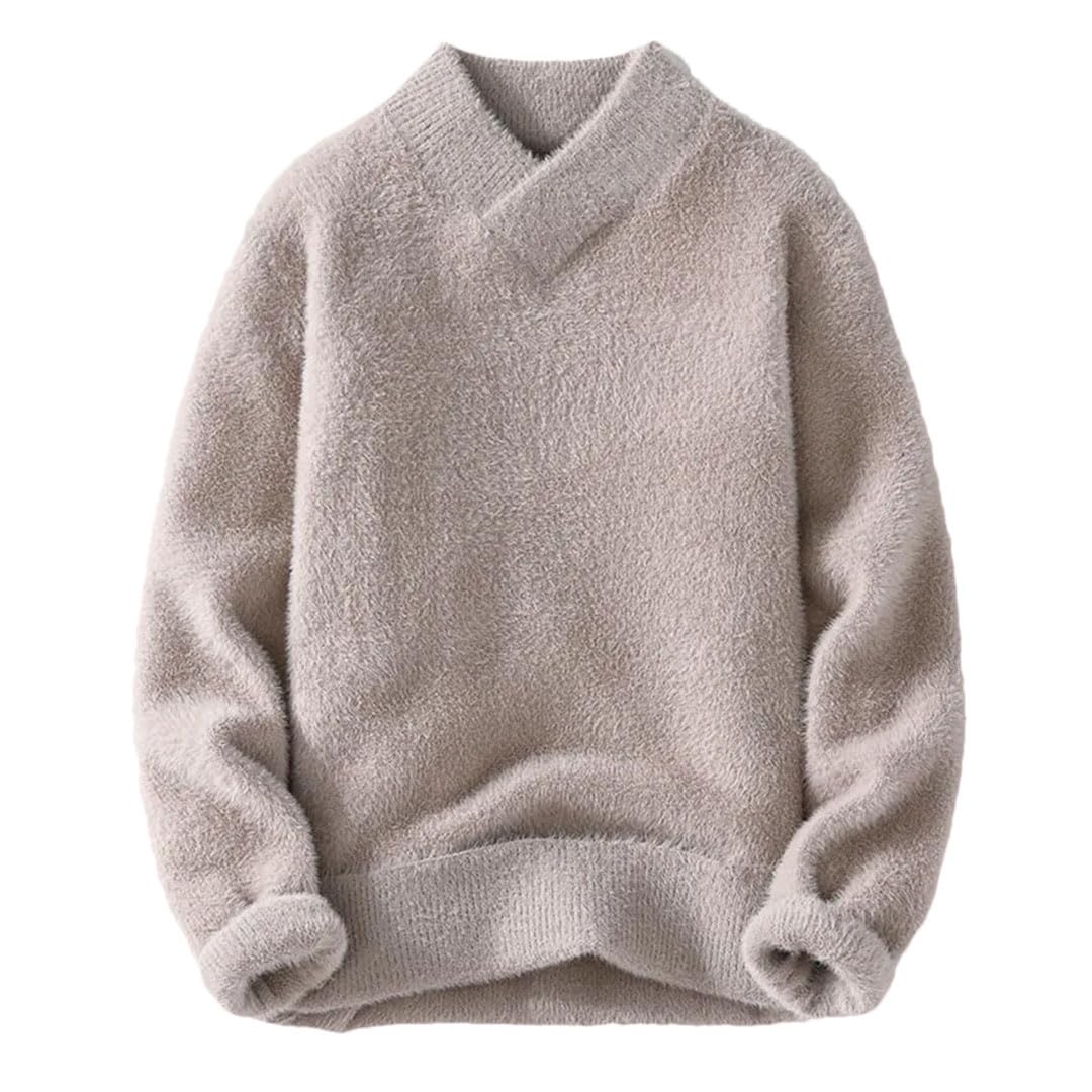 Maglione caldo da uomo Maglioni da uomo in stile giovanile pullover di lana beige L, Beige, L