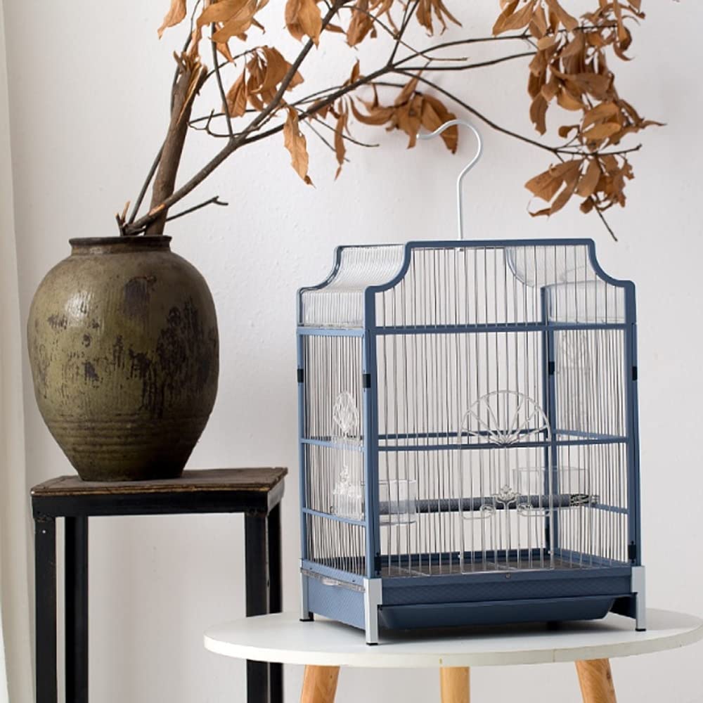 Umerk Jaulas de pájaros 3 Colores Accesorios de Jaula de pájaros pájaro casa al Aire Libre portátil pájaro cacatoo Canario Loro Macaw Jaula (Color : Blue)