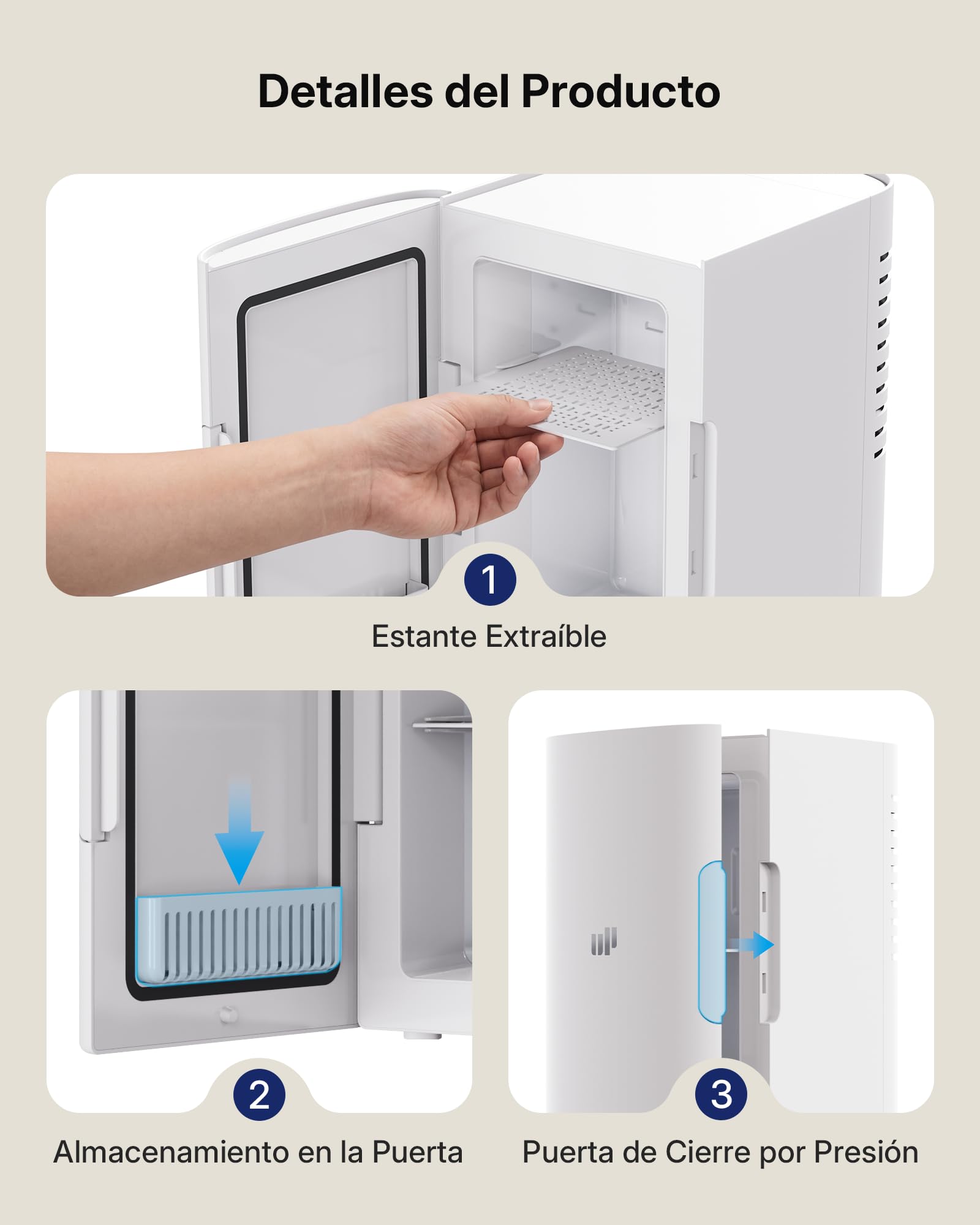 Upstreman Mini Nevera 6 litros, 12V 220V Fridge Portatil para Habitacion Oficina Coche Caravanas Camping, Función Enfriamiento y Calentamiento, para Skincare Red Bull Cosmeticos Coca Cola, TR6