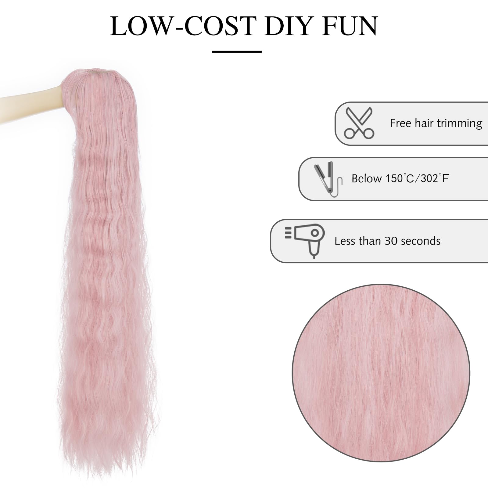 Yamel 39 inch Extra Long Synthetic Cosplay Wig With Bangs Corn Curly Pink Lolita Wig for Women Cosplay Party Halloween Costume Wig - Image 4