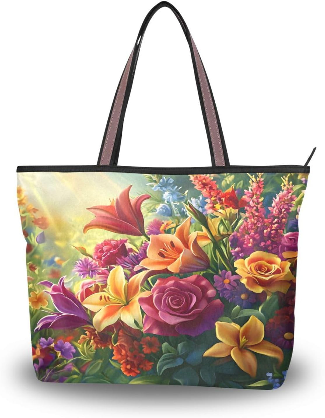 JSTEL Fall Sunflower Maples Tote Bag for Women with Zipper