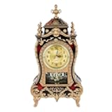 Miskall Vintage Clock, Exquisite Vintage Desk Clock Antique Home Hotel Decorative Table Clock with 12 Songs (Brownish Red)