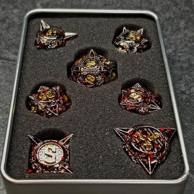 Miniatura 4 de Sage's Portal Enchanted Morning Stars - Juego de 7 dados poliédricos de metal con pinchos para Dungeons and Dragons TTRPG Pathfinder