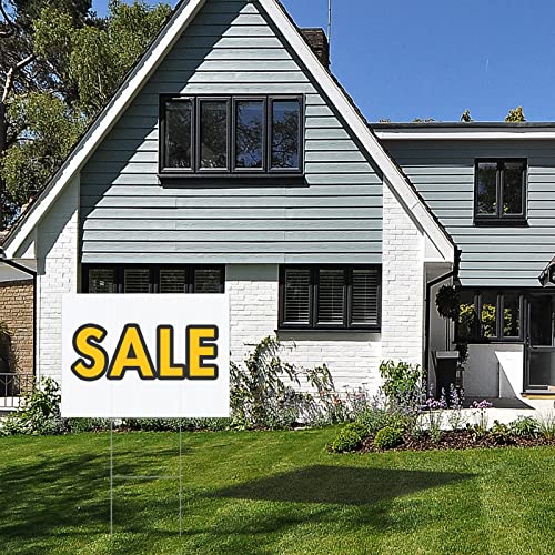 Ikayas 10Pcs Blank Yard Signs With Stakes, 18 X 12 Inches White Garden Yard Signs Yard Sale Signs For Party Yard Decorations,Garage Sale, Guidepost, Open House #TOP6