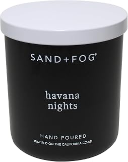 Sand + Fog Scented Candle - Havana Nights – Additional Scents and Sizes – 100% Cotton Lead-Free Wick - Luxury Air Freshening Jar Candles - Perfect Home Decor – 10oz