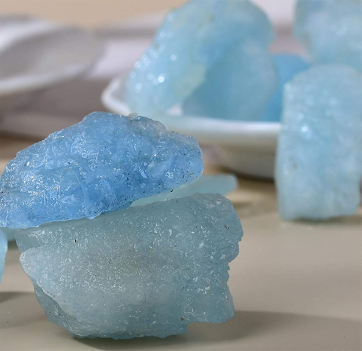 Rough Aquamarine Stones,Blue Raw Crystal Gemstones,Crystal Rock for Crystal Lovers Beginners Collectors, Crystal Gift,100g,3~5cm