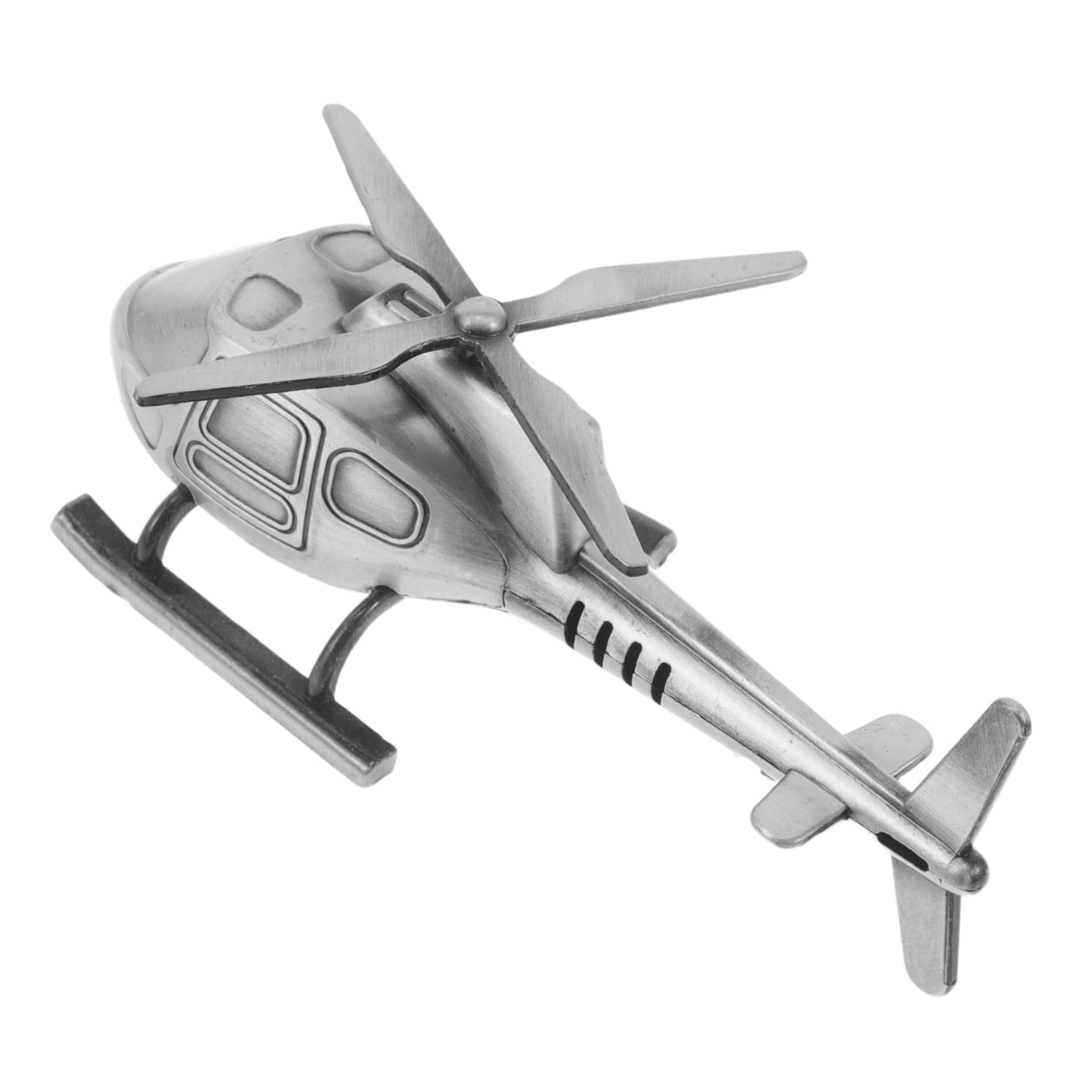 HAMPPLIES Alloy Craft Helicopter Model Vintage Metal Aircraft Ornament Retro Desk Statue for Home Office Study Decorative Figurine