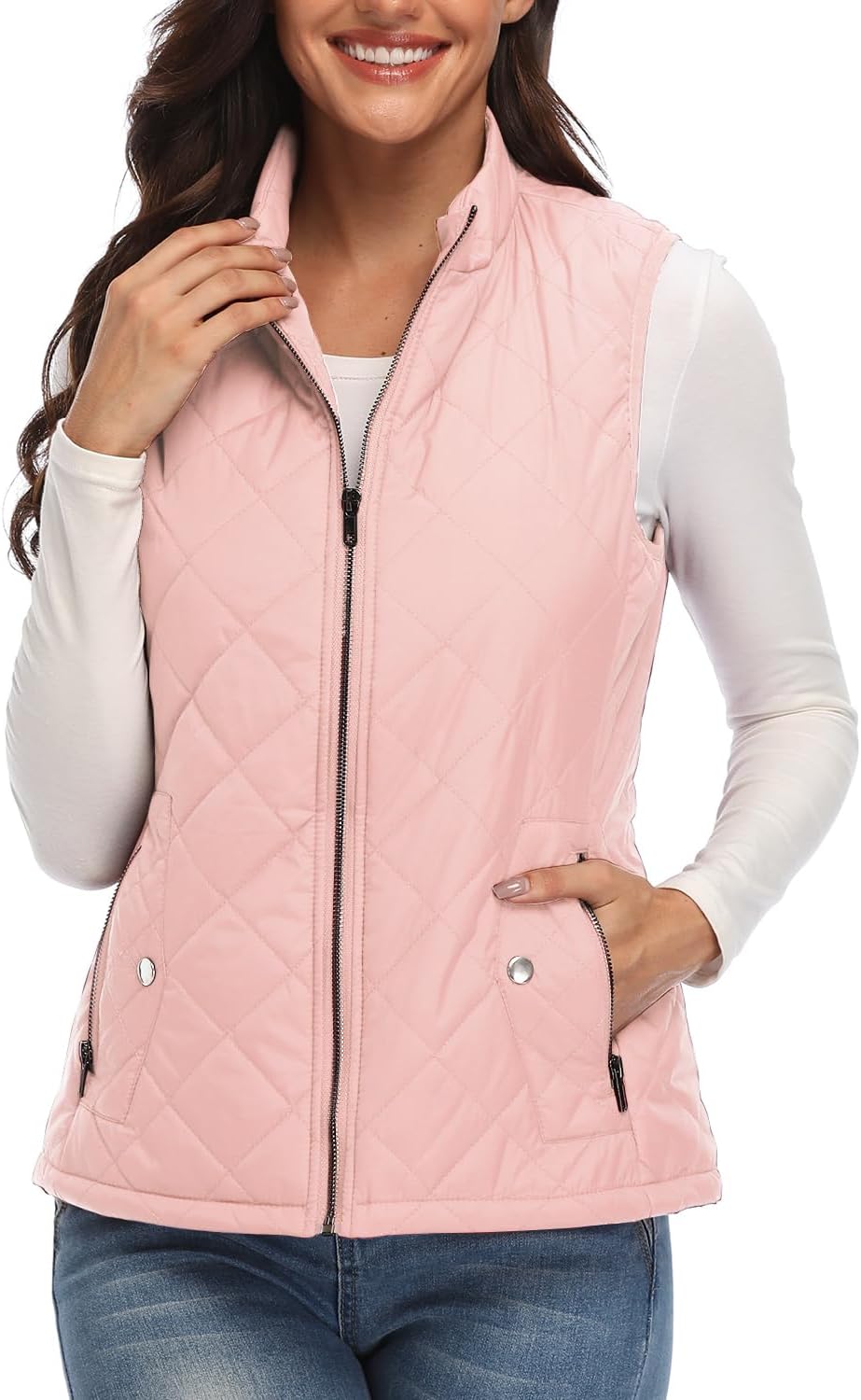 Argstar Women's Vest, Quilted Lightweight Zip Pockets Padded Gilet (XS-2XL)