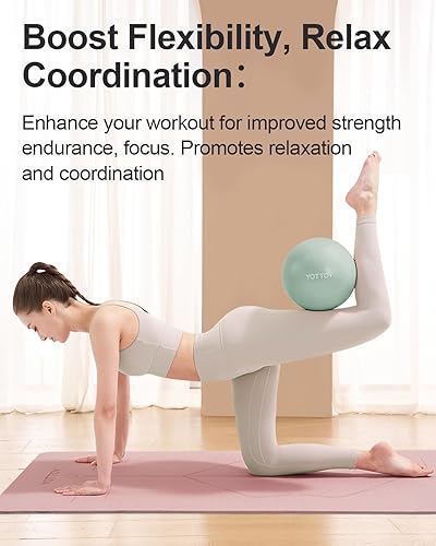 Miniatura 8 de YOTTOY Pelota de pilates, pelota de ejercicio de 10 pulgadas con tecnología antiestallido para estabilidad, pelota de estabilidad para yoga,