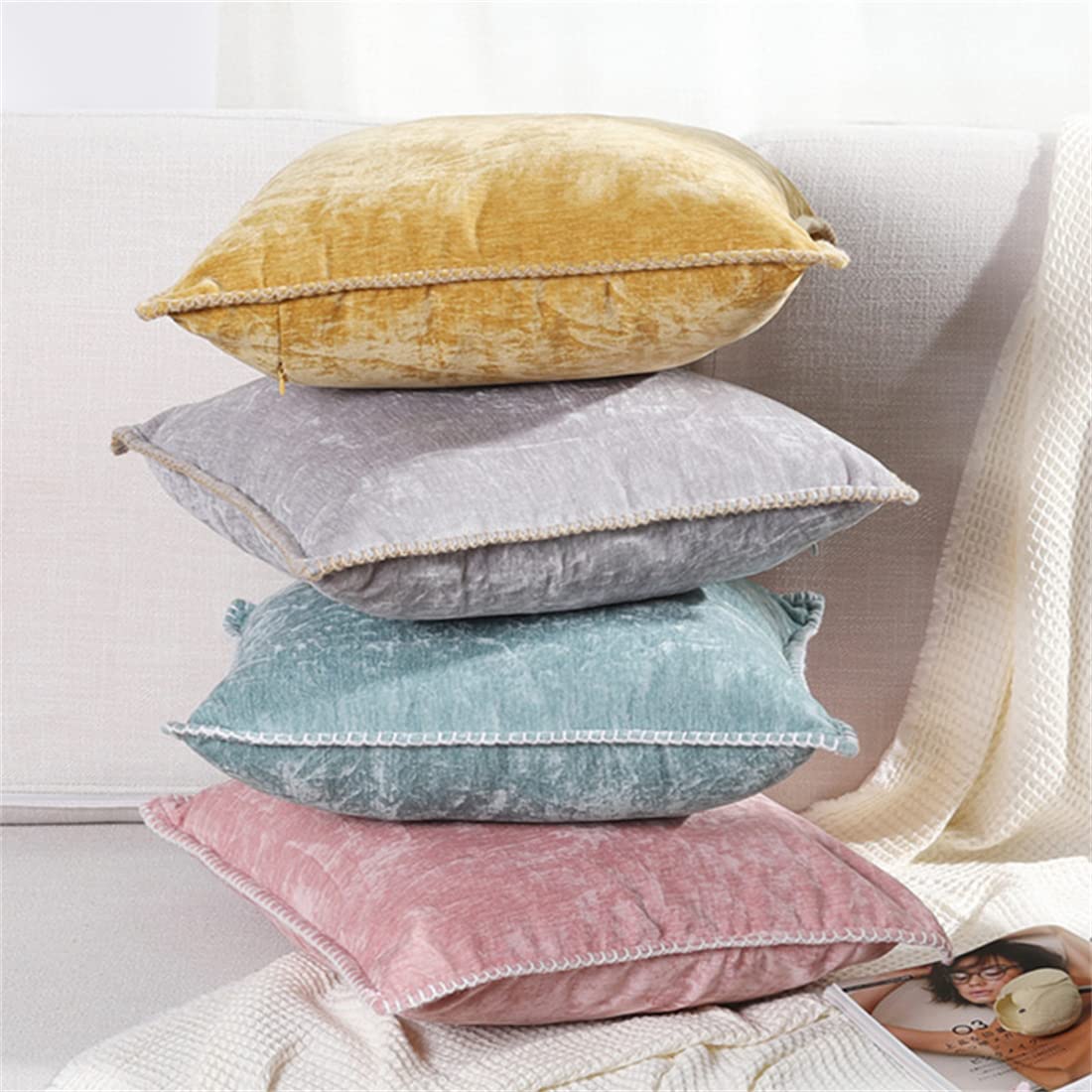 Set di 2 cuscini OUJDA Cotone 50 x 50 cm Argento Trama geometrica