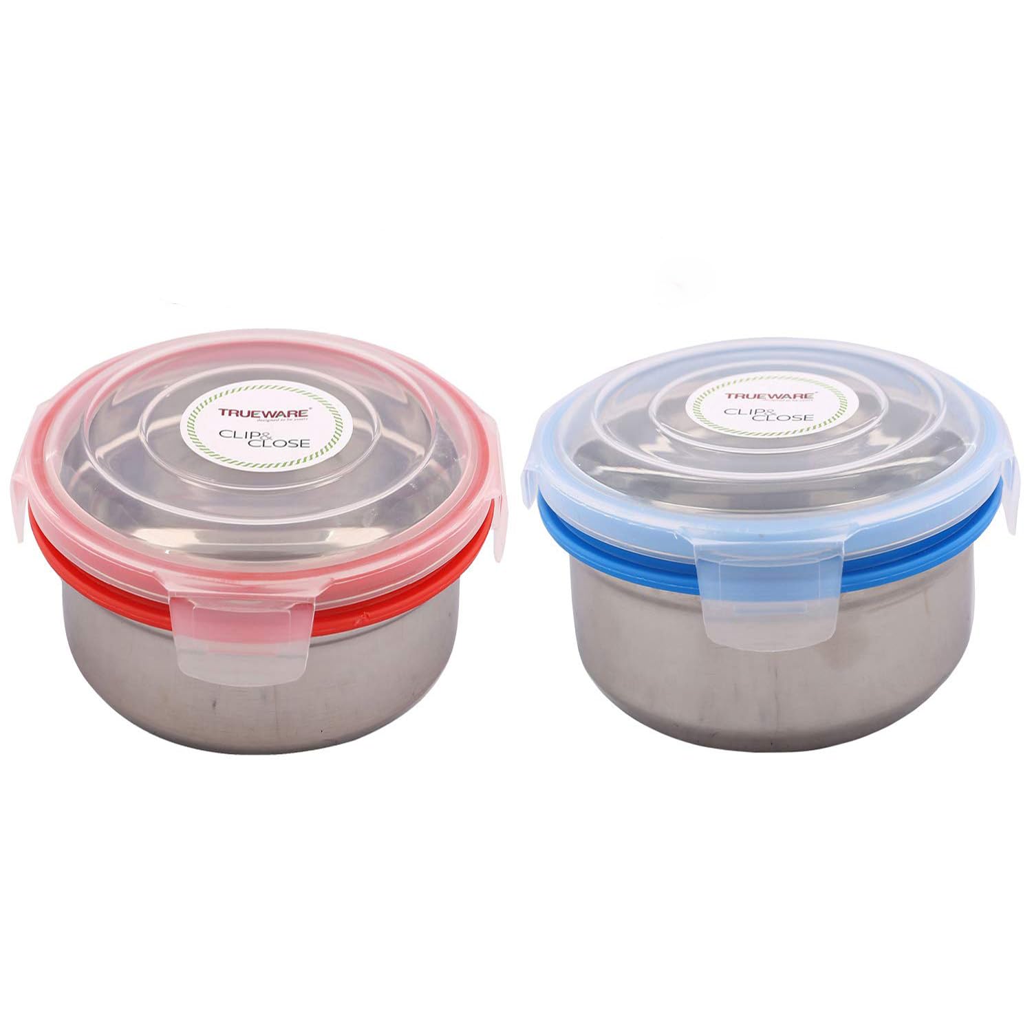 Kuber Industries Plastic Container Set, 2-Pieces, Red and Blue