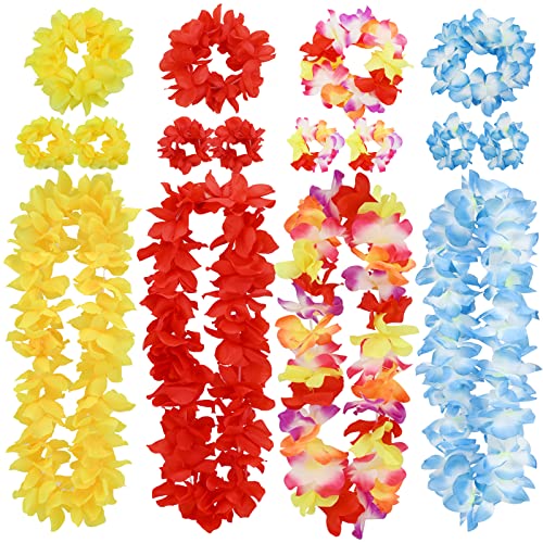 Guirnalda fiesta hawaianas de flores espesadas con collares y pulseras de textura suave 2