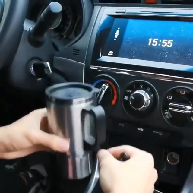Pava eléctrica portátil para auto 12V 450ml acero inoxidable miniatura 7