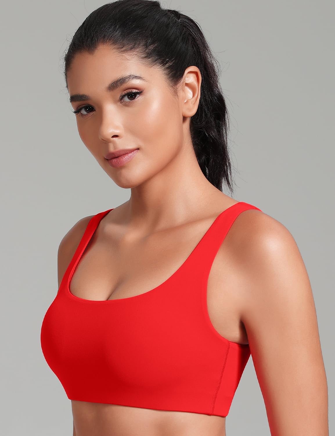 HeyNuts Womens U Back Sports Bra, Scoop Neck Low Impact Workout Yoga Tops Padded with Built in Bras A-D Cups - Image 6